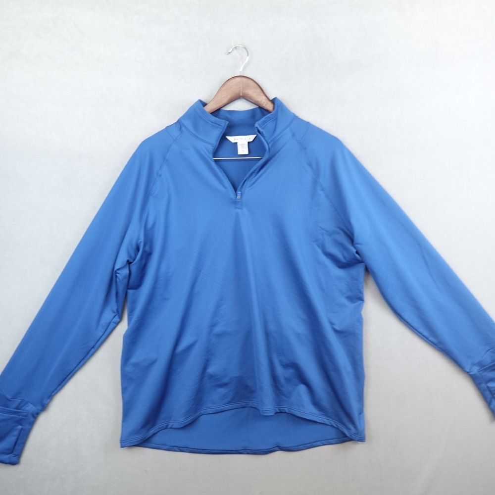 Athleta Shirt 1/2 Zip Long Sleeve Top Size XL Blue Performance
